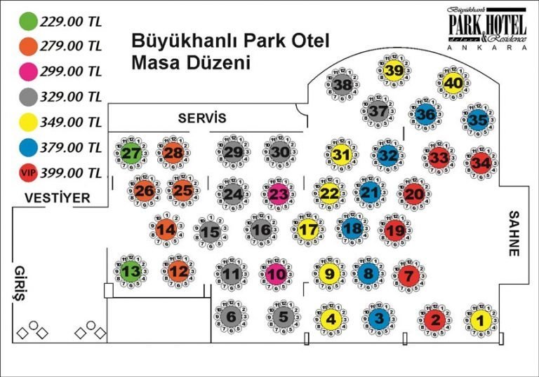 Büyükhanlı Otel Yılbaşı 2019 Oturma Planı