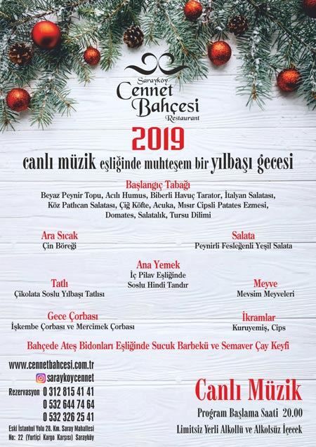 Sarayköy Cennet Bahçesi Yılbaşı Programı 2019