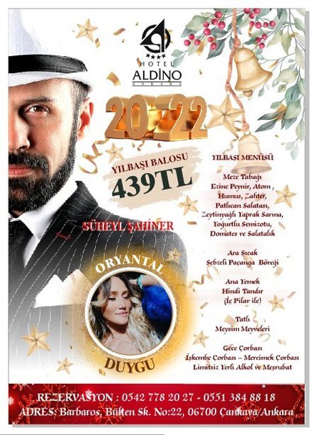 Aldino Hotel Ankara Yılbaşı Programı 2022